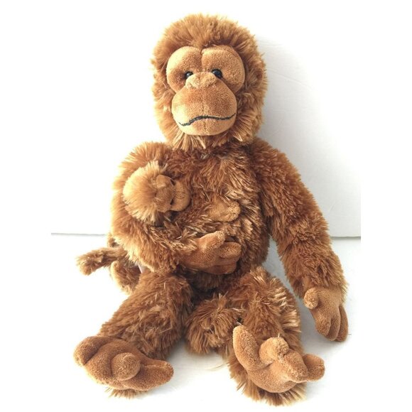 Gund Ookie Brown Mama Monkey with Baby Plush Stuffed Animal Soft Toy 31034 - Picture 1 of 7
